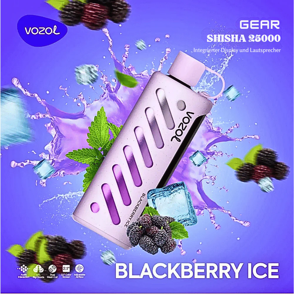 VOZOL GEAR Shisha 25K VAPE – Blackberry Ice | Premium Einweg-Vape mit 25.000 Zügen