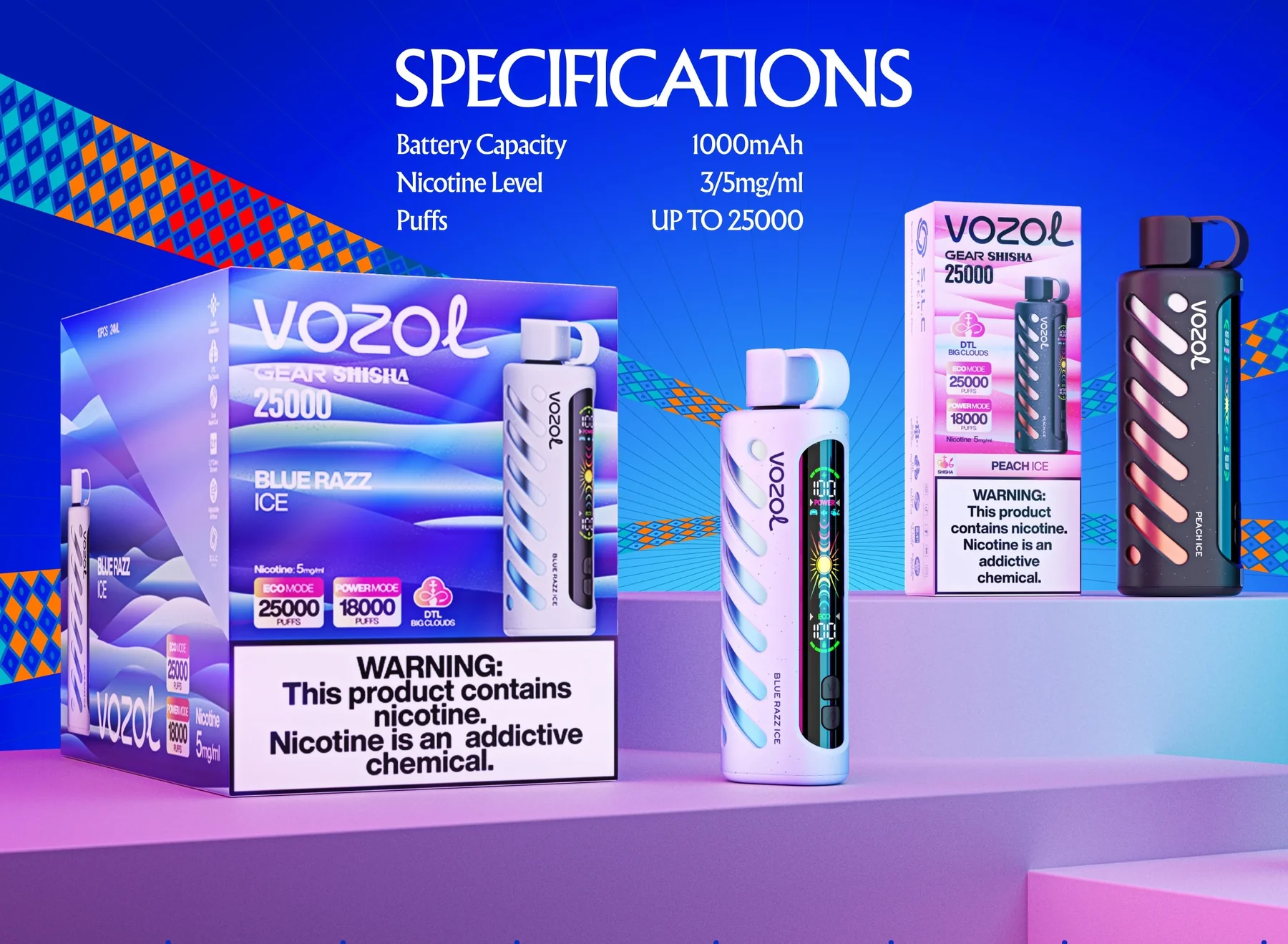 VOZOL GEAR Shisha 25000 Einweg Vape Grape Mint